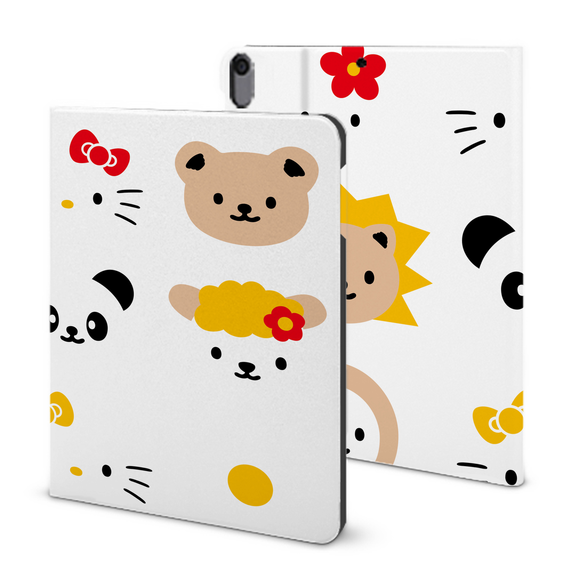 （画像用） Hello Kitty ハローキティ IPad ケース ブック型 PUレザー TPU 耐衝撃 軽量 薄型 ペン収納なし 全面保護 IPad 各モデル対応
